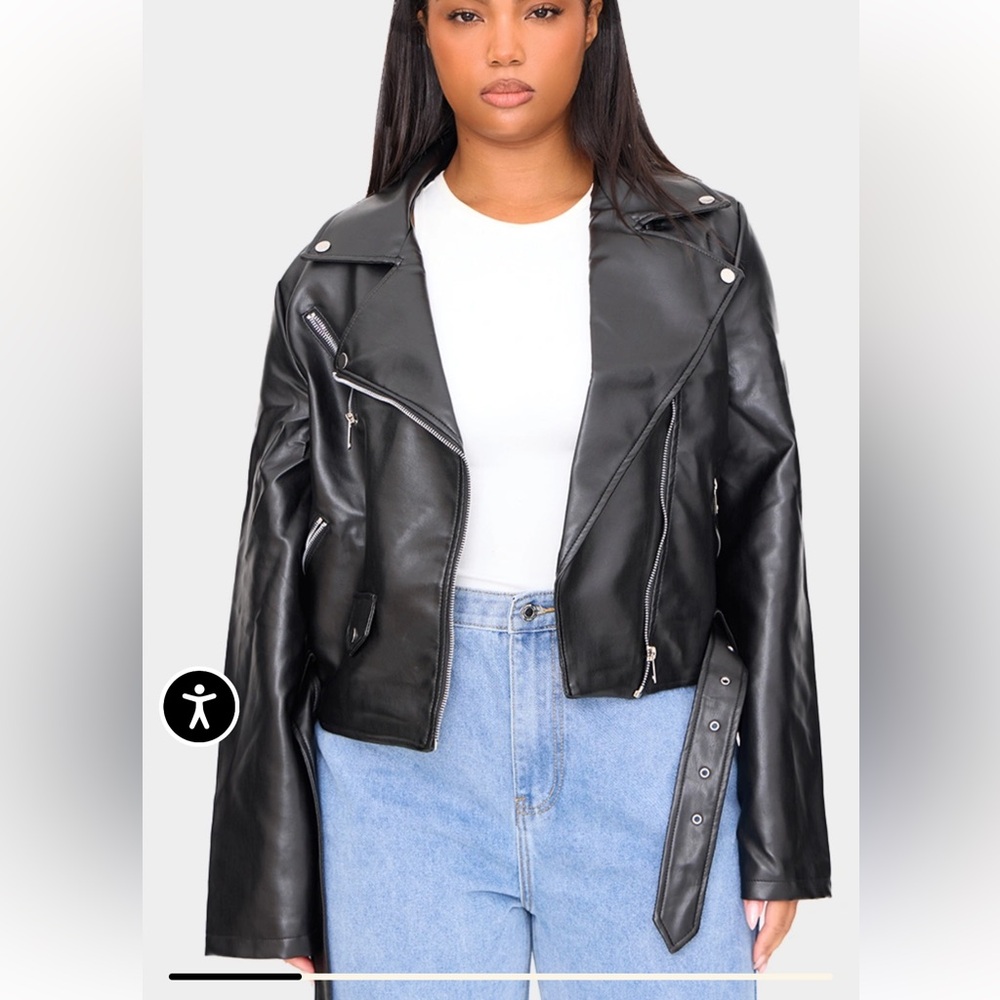 PrettyLittleThing Women's Black Faux Leather Jacket